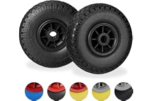 Relaxdays Sackkarrenrad 2er Set, pannensichere 3.00-4" Vollgummireifen, 25mm Achse, bis 80 kg, 260x85 mm, schwarz-schwarz