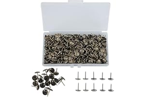 RSHUHX 400pcs Tachuelas de tapicería Chincheta tapicera Antigüedad de Muebles Decoración de Clavos Tachuelas Vintage para Muebles, Sofá sillón cama ventanas y puertas（11mm*16mm /Bronce）