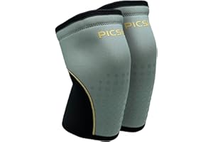 PICSIL - Rodilleras de Neopreno Rígido | Soporte para Crosstraining y Powerlifting | Aprobadas para Competición | Compresión 7/10mm | Antideslizantes | Color Fern | Talla S 7mm