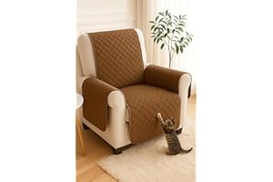 ‎KAMACA KAMACA Wende - Sesselschoner Sesselauflage Relaxsessel mit Armlehnen Sessel Bürostuhl Überwurf und Überzug warm und weich zur Schonung der Polster Lehnenschutz zweiseitig verwendbar (BRAUN - BEIGE)