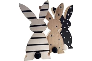 khevga Figura de conejo de Pascua de madera (3 unidades), color negro
