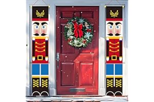 QKTYB Dziadek do orzechów, dekoracje świąteczne, na zewnątrz, rycerz, baner, Boże Narodzenie, dekoracja, żołnierz, model, dziadek do orzechów, świąteczne banery na ganek, drzwi wejściowe, do domu, ogrodu, wewnątrz, dla dzieci, na imprezę, podwórko, bramę (30 x 180 cm)