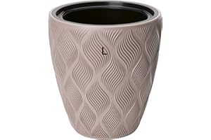 ‎MELTOM Blumenkübel Blumentopf Pflanzkübel mit Herausnehmbaren Einsatz Rund 3D Effekt Dekorativ (Taupe, L)