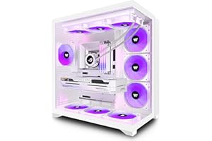 KEDIERS Case PC - PC da gioco ATX Tower in vetro temperato con 3 ventole ARGB，W01，bianco