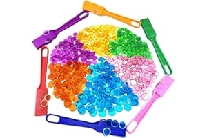 Dacefloy Lot de 6 baguettes magnétiques et jetons de bingo - Multicolore - En métal - Pour science scolaire - STEM - Accessoires éducatifs - Jeu familial - Ninght Tokens