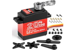 Miuzei 20kg RC Servo Motor 180° Metal Gear Digital Servos with Extension Cable for Arduino Mini,RC Helicoptero Robot Arm Car 1/10 1/8 8,4V Dc High Speed Torque