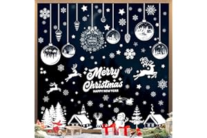 Raoclay Stickers Noel Fenetre Reutilisable, Decoration Noel Fenetre Electrostatique PVC Autocollant Noel Fenetre, Flocon de Neige Déco Noel Intérieur Stickers Noel Vitre pour Porte Vitrine Verre