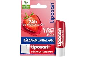 Liposan Strawberry Shine (1 x 4,8 g), cacao de labios con aroma a fresa, bálsamo labial con color, bálsamo hidratante para unos labios bonitos, suaves y jugosos