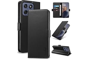 Yunubeyii Handyhülle für Moto Edge 60/60 Fusion - [RFID Blocker] Hülle Luxus PU Leder Kartenhülle Magnetverschluss Klapphülle mit Ständer,Stoßsicher Schutzhülle,Schwarz