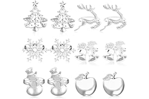 Weihnachten Serviettenringe, JUNEBRUSHS 12 Stück Weihnachten Silber Serviettenringe Weihnachtliche Rentier Serviettenring Weihnachten Serviettenschnalle für Familienessen Ostern Weihnachtsfeier