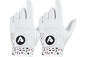 ASTUR Golf Gloves 2 Pack Cabretta Leather Golf Glove Men Left Hand Charismatic Unique Wrist Design Print