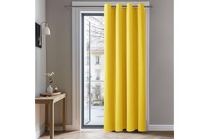 Deconovo Cortinas Dormitorio Salon Opacas Moderna con Ojales, Cortinas Termicas Aislantes Frio y Calor 132x214 cm(Ancho x Alto) Amarillo Mostaza, 1 Pieza