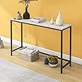 FOUBAM Console Table, Narrow Entryway Tables, Thin Sofa Table Behind Couch Table, Long Hallway Table for Living Room, Sturdy Coffee Snack Table, Side Table,End Table (Black & OAK)