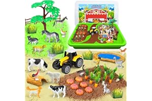 YongnKids Play Sand Farm Animal Toys, Sensory Toys Play Sand Art Kit with Farm Toy Figures and Tractor Truck Playset, Indoor Outdoor Sensory Bins Birthday for Boys Girls 3 4 5 6 7 8 Years Old