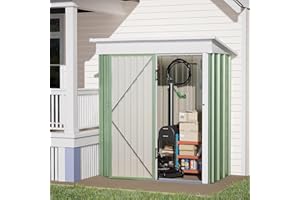 UDPATIO Capanno in metallo per esterni 162 x 92 x 180 cm, deposito da giardino, impermeabile per attrezzi, tosaerba, acciaio zincato con porta chiudibile a chiave per cortile, patio, Più verde