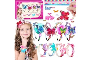 WuikerDuo Kit Coiffure Enfant Fille, Creative Enfants Papillon Diamant Ensemble Accessoires de Cheveux, Bracelet d'activité Fait à la Main Pour Les Filles, Jouets Cadeaux Pour Les Filles
