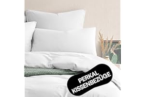 ‎SERALINO Seralino Kissenbezug 40 x 80 Weiß (2er Set) | 100% Bio Baumwolle Perkal (weich angeraut) | atmungsaktiv | Kopfkissenbezug 40x80 mit Reißverschluss | Kissenbezug 40 x 80 Baumwolle | Oeko-Tex