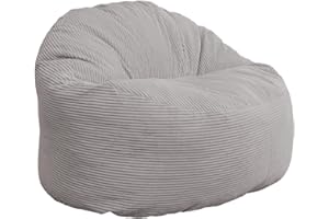 bananair - Puff Salón de Pana Ancho - Suave y Confortable - Puff Pera con Relleno de Espuma Incluido, Óptimo Apoyo para la Espalda - Bean Bag, Sofa Puff Gigante Muy Cómodo (100 cm, Gris Claro)