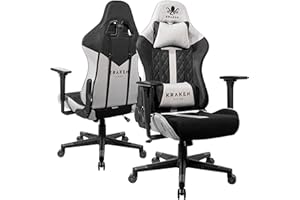 KRAKEN CHAIRS Fotel Gamingowy, Krzesło Biurowe Dla Gracza, Regulacja Wysokości, Ergonomiczne krzesło z regulowanymi podłokietnikami 3D i oparciem, Poduszką lędźwiowa, Zagłówek, Czarno-Szary