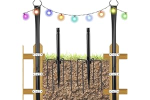 VIHBRAI String Light Pole for Deck, 2 Pack 9.8 Feet Metal Outdoor Hanging String Light Poles with Fork, Metal Steel Light Poles for Patio, Garden, Outdoor Decoration, Backyard, Party, Christmas and Wedding