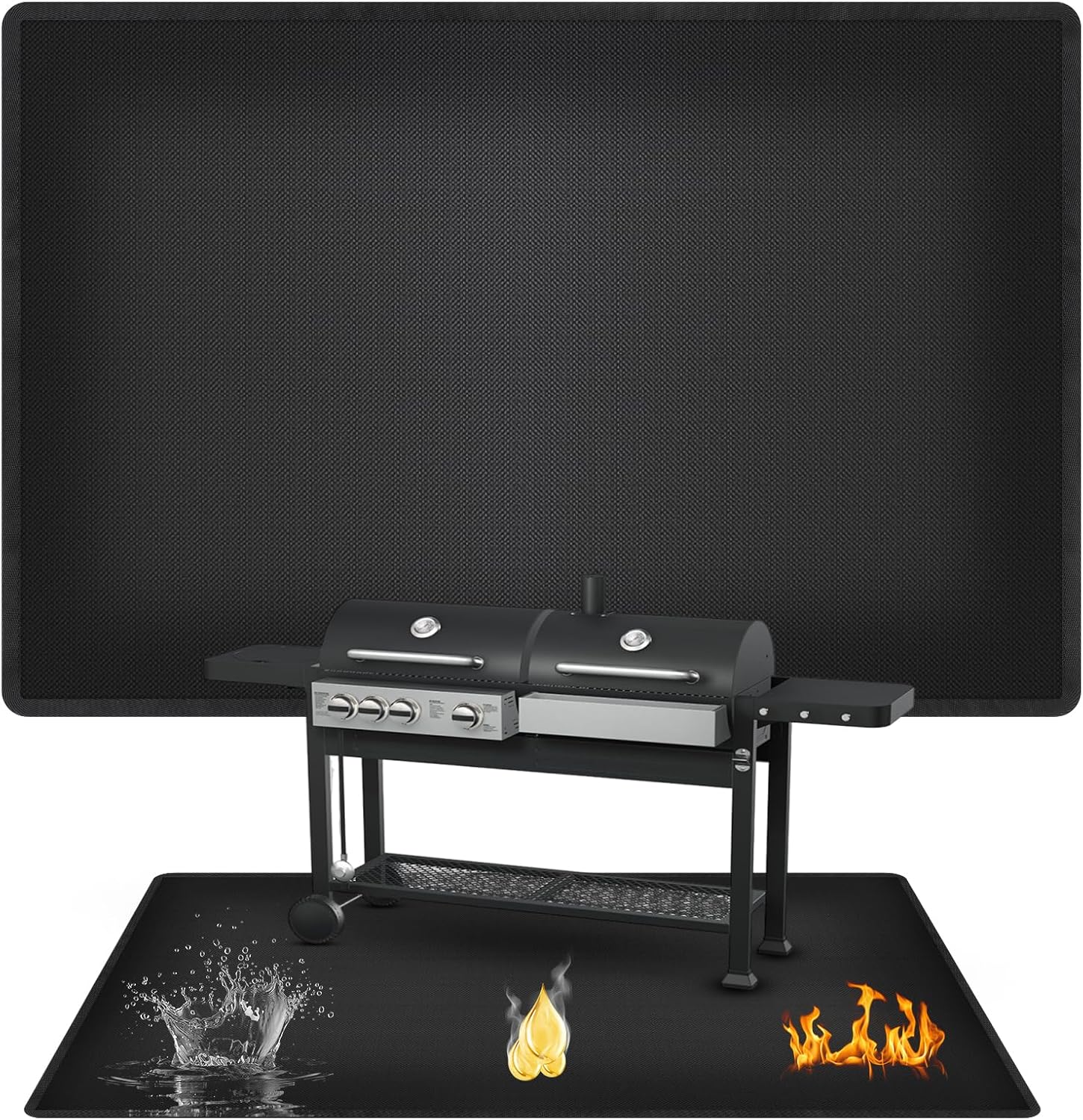 Alfombra Barbacoa Exterior, Alfombra Ignifuga 150x100cm, Esterilla Ignífuga Barbacoa, Alfombrilla Ignífuga, Resistente al Calor y Impermeable, para Parrillas, Chimeneas, Pisos, Césped y Camping