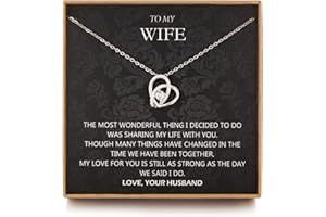 JOSYANDLOVE Wife Necklace from Husband, Gifts for Wife, Sterling Silver Love Knot Wife Gifts, Valentine's Day, Birthday Gift, Christmas Jewelry