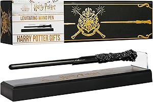 Harry Potter Levitating Wand Pen, Magical Black Ink Ballpoint Wand Pen with Magnetic Display Stand, Floating Office Desk Accessories, Hogwarts Gifts (Black 1 Pcs)