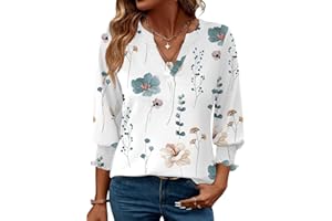 Rapbin Women Blouses 3/4 Length Sleeve V-Neck Summer Casual Tunic Tops Ladies Elegant Business Shirts 2025
