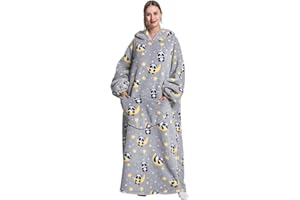 Pterygoid Sweats à Capuche Femme,Pull Plaid Femme,Sweat Oversize Homme en Polaire, Couverture à Capuche Portable, Pull Chaud Hiver Taille Unique pour Adultes Ados Intérieur Extérieur Longue