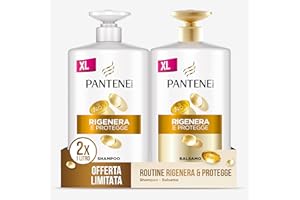 Pantene Shampoo+Balsamo Rigenera E Protegge per Capelli Deboli Danneggiati Maxi Convenienza 2x1000ML