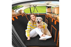 GLOWPOINT Dog Car Back Seat Extender Cover, Hard Bottom Dog Car Seat Cover, Waterproof, Non-Slip, Machine Washable, Dog Car Hammock for Road Trips and Camping, Fits Most Cars, SUVs