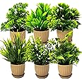Dekorly 6 Packs Fake Plants Small, Mini Artificial Plants Indoor For Home Farmhouse Bathroom Shelf Décor (Height : 17Cm, Chocolate) - Plastic