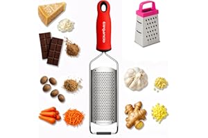 Elegancio Râpe manuelle en acier inoxydable - Râpe à fromage - Râpe à parmesan - Râpe fine - Râpe à gingembre - Noix de muscade - Râpe multifonction - Zesteur de citron avec couvercle de protection et