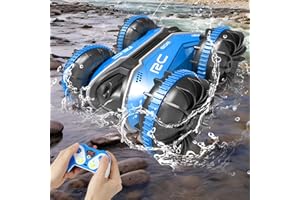 Kazaigou Amphibienfahrzeug Ferngesteuertes Auto 3+ Jahre, RC Auto Car Spielzeug ab 3 4 5 6 7 8 9 Jahre Jungen Weihnachten Geschenk Junge 3+ Jahre Outdoor Spiele für Kinder Strand Wasserspielzeug Blau
