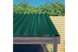 Susany Roof Panels 12 pcs Powder-coated Steel Roofing Sheets Sheeting Corrugated Roof Roof Panels Covers for Greenhouses, Sheds, Carports, Huts, Kennels or Garages Green 100x36 cm