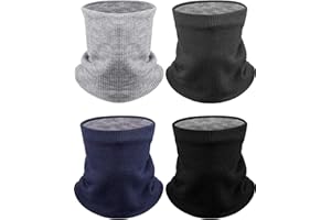SYHOOD 4 Pieces Winter Neck Warmer Thermal Neck Gaiter Snood Fleece Lined Scarf Windproof Skiing Circle Scarf for Men Women Double-Layer Fleece Lining Knit