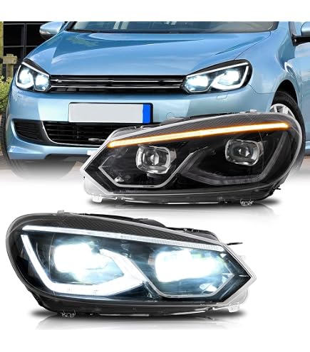 Set Phares Golf VI Look 7.5 - Noir Avec Clignotants Dynamiques Pour Volkswagen Golf VI 2008-2012