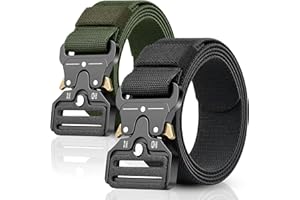 mwellewm 2PCS Tactical Belt, Quick Release Canvas Military Belts with Metal Buckle, Adjustable Nylon Waist Webbing for Work Outdoor Army Policemen Casual Using