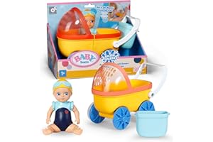 BABY born Splish Splash Pram with Emma, Interactive Toddler Bath Toy with Wind Up Swimming Emma and Pram with Sunshade and Real Working Wheels, Bath Time Toy, 838099 Zapf Creation