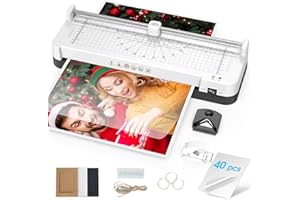 ASSARK Laminiergerät A3 Laminiermaschine 9 in1 Laminiergerät mit 40 Stück Laminierfolien für A3/A4/A5/A6,13 Zoll Heiß und KaltLaminiergerat Set mit Papierschneider,Eckenrunder,Locher,für Büro Zuhause Schule