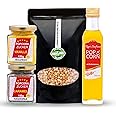 Hopser Food Fun Partyset 500g Popcornmais,250ml Popcornöl mit Butteraroma,150g Popcorn-Zucker Vanille und 150g Karamellzucker