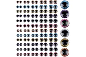 LotCow 120 Pieces 6 Colors Glitter Plastic Safety Eyes 12mm 14mm 16mm 18mm 20mm Round Doll Eyes for Doll Teddy Bear Bunny Toy and DIY Craft Making(Multi Colors)