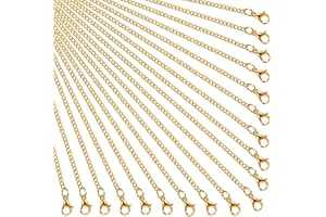 HICARER 24 Pack Necklace Chains Gold Plated DIY Link Chain Necklace with Lobster Clasps for Women DIY Jewelry Making Supplies (18 Inch)