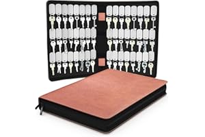 Northwall® - Schlüsseltasche - Tragbares Schlüsselorganisizer mit Reißverschluss - Leder - Schlüsselmappe - 48 Klett-Kennzeichnungen - Tragbarer Schlüsselmäppchen - Key organizer - Braun