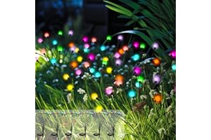 PATIOPIA Luci solari da giardino, decorazione natalizia, 60 luci solari a lucciola, luci oscillanti solari nel vento, per la decorazione di cortile, terrazza, sentiero (confezione da 6)