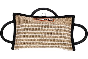 DINGO GEAR WWW.DINGOGEAR.COM 1977 Dingo Gear S00520 - Almohada Reforzada para mordedura Hecha a Mano con 3 Asas para Entrenamiento de mordeduras de Perro, Suave, Natural, Yute