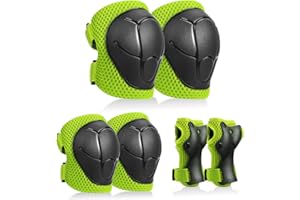 KUYOU Kinder Knieschoner Set 6 in 1 Schutzausrüstung Kinder Knieschützer Ellbogenschützer Set Schutzausrüstung Set für Skateboard Radfahren Roller Skating Radfahren