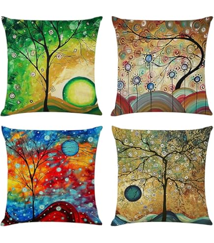 4er Set Outdoor Kissenbezüge 40x40cm - Wasserfest, Leinen, Doppelseitig Bedruckt