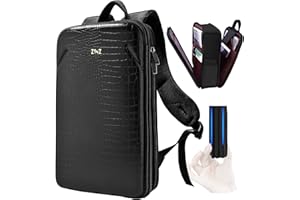 ZINZ Smukły plecak na laptopa 15,6 cala o zmiennej pojemności, odporny na kradzież biznesowy plecak na dzień, wodoodporny, podróżny skórzany pokrowiec na książkę