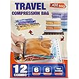 HIBAG 12 Compression Bags, Roll-Up Space Saver Storage for Travel, Suitcase Size (12-Pack)